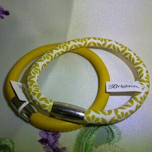 NWT Brighton 2 Woodstock Leather Bracelets ~ Twigy Marigold & Lemonade ~ Sz M L
